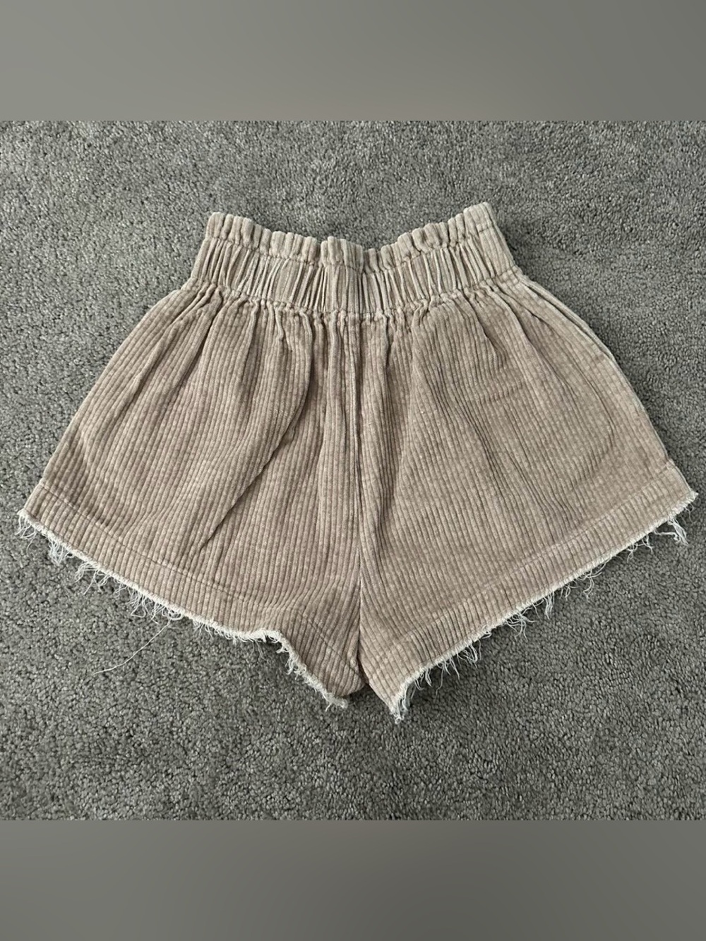 Beige Corduroy Women's Shorts - Picture 3 of 3